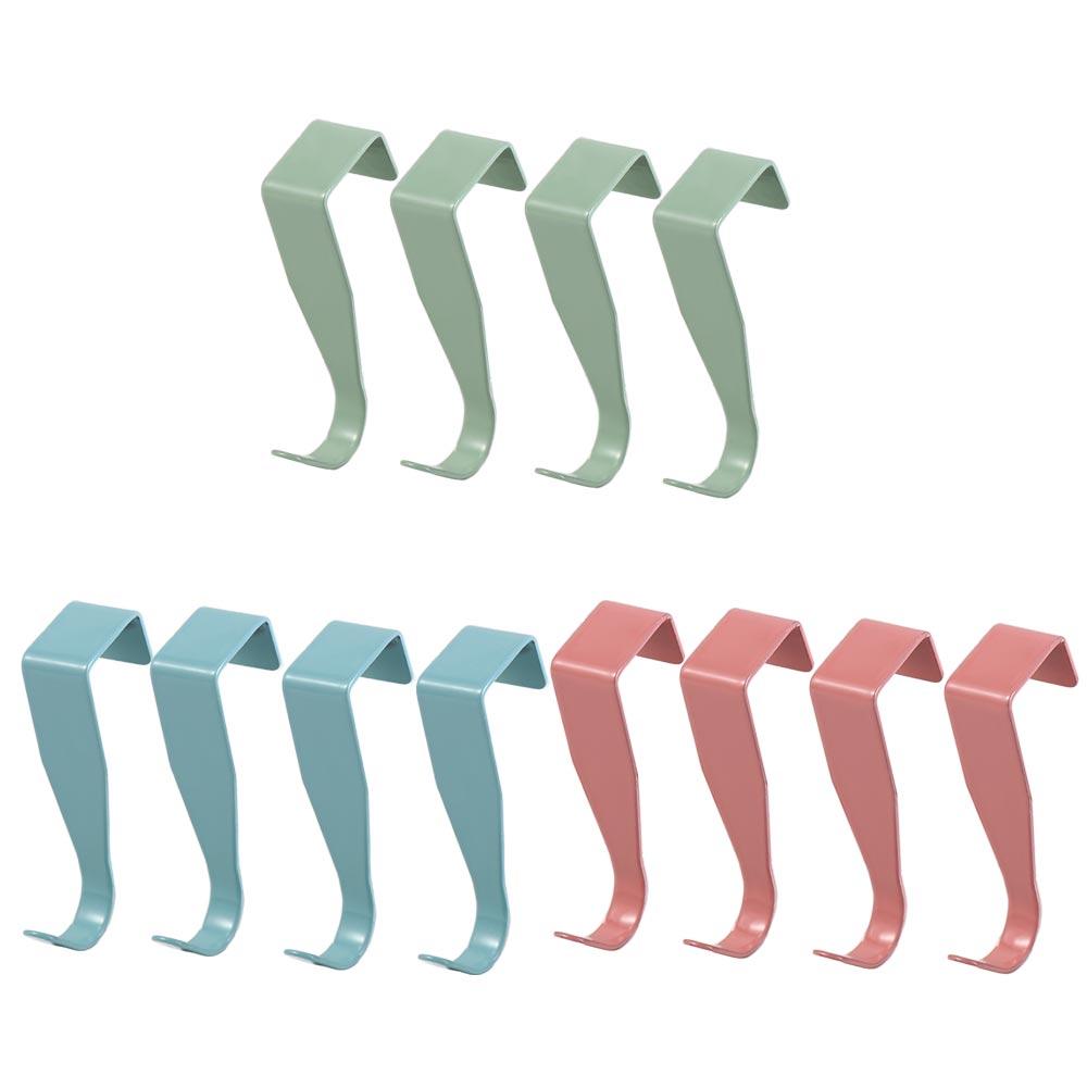4pcs Punch Free Door Back Hook Carbon Steel Cabinet Storage Rack Creative Closet Hook  Office Table