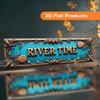 2D Flat, 2D Flat - A Vintage Aluminum Wall Sign with the Inscription "RIVER TIME," Designed Specifically for Office, Shop, Home, Farmhouse, and Porch 
