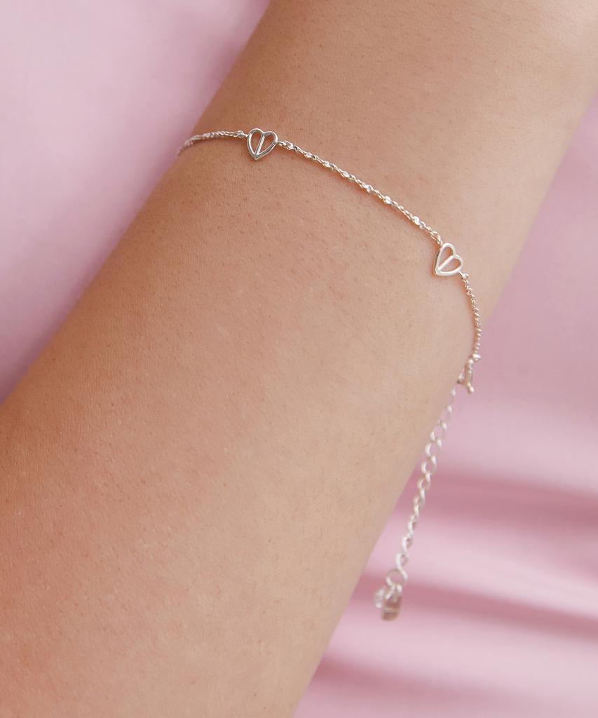 Tatiana (Silver 925) Half And Half Heart Chain Bracelet Br2187