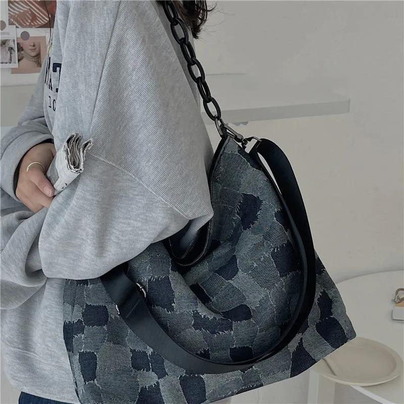 Women Vintage Single Shoulder Bag Large Capacity Casual Bag Simple Versatile Soft Street Chain Bag