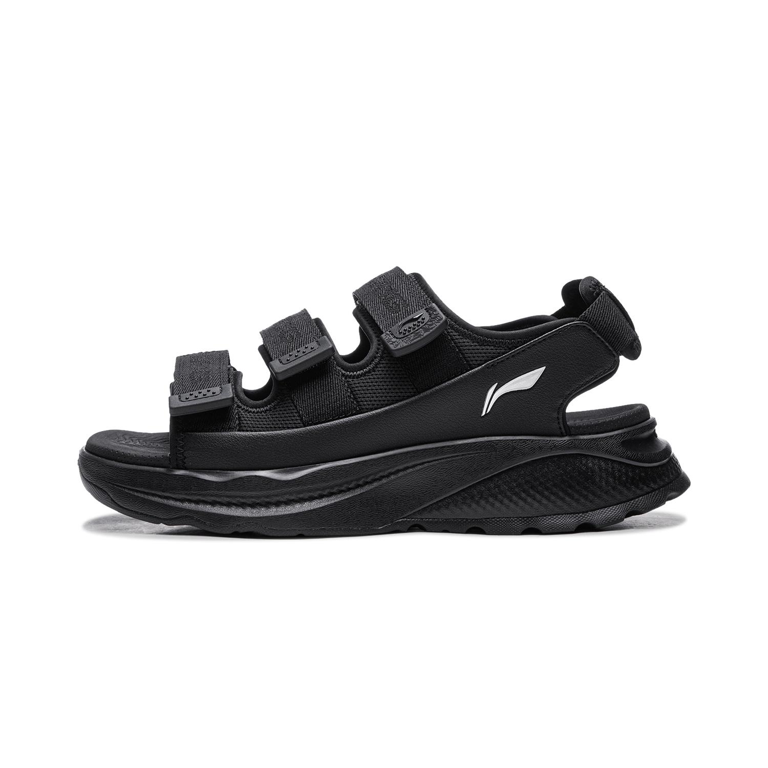Li-Ning Soft Coca Casual Versatile Soft Comfortable Fashion Trendy Couple Sandals Unisex Sandals Black AGUW009-1 39⅔