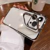 Fold Glass Lens Stand Holder Clear Case For 17 16 15 14 13 12 Pro Max Plus Plating Camera Protection Shockproof Cover