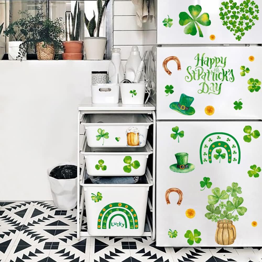 192 PCS 16 Sheets St Patricks Day Decorations Holiday Spring Window Clings - St. Patrick's Day Window Clings Decor Stickers Decals for Glass Window