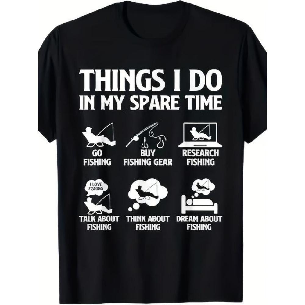 

European Sizes Things I Do In My Spare Time Fishing Boys Men Bass Fishing T-Shirt XXXXXL чорний