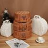 Round Gift Packaging Box Woven Handheld Suitcase Practical Storage Basket  Sundries Organizer