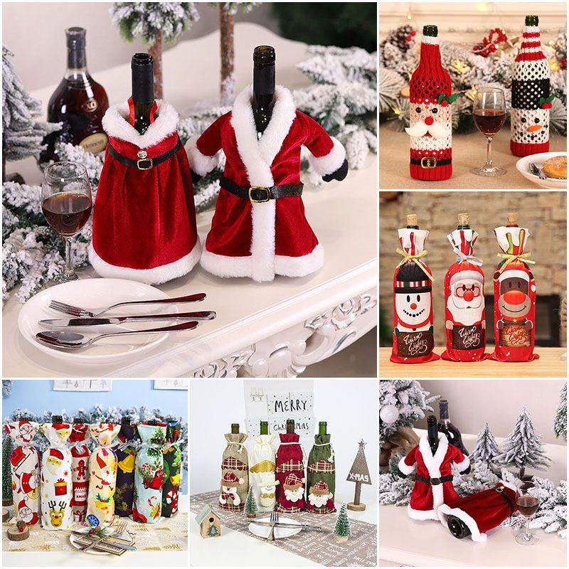 Festive Christmas Wine Bottle Gift Bags With Sequins For A Vibrant Holiday Table
