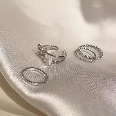 4 Stuks Vlinder Metalen Ringen Set Voor Vrouwen Wijsvinger Ring Trendy Partij Sieraden Mode Vrouwelijke Accessoires Meisjes Geschenken 2023