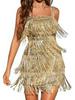 2025 Tassel & Sequin Cocktail Party Dress - Solid Color Suspenders & Short Skirt