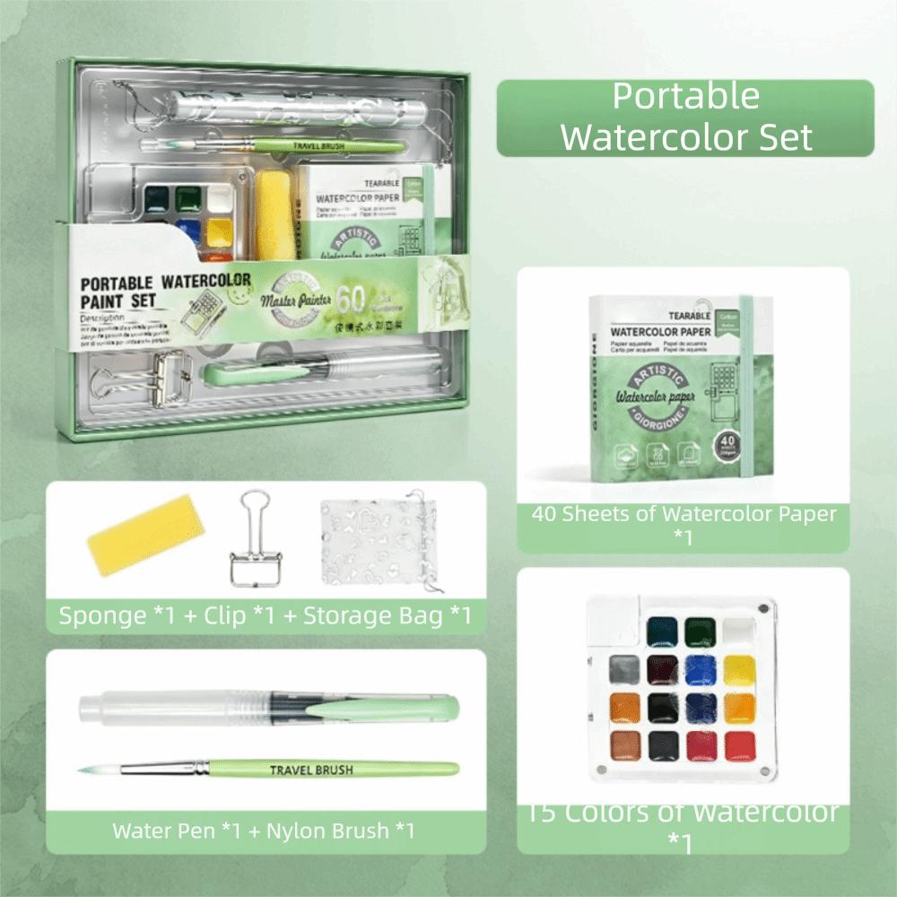 Mini Paint Pigment Box Foldable Travel Painting Tray Watercolor Paint Palette Travel