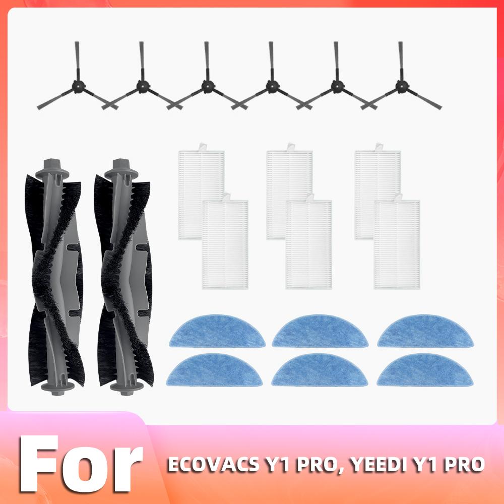 Compatible For ECOVACS Y1 PRO, YEEDI Y1 PRO Robot Vacuum Replaceable Parts Main Roller Side Brush HEPA Filter Mop Pad Cloth