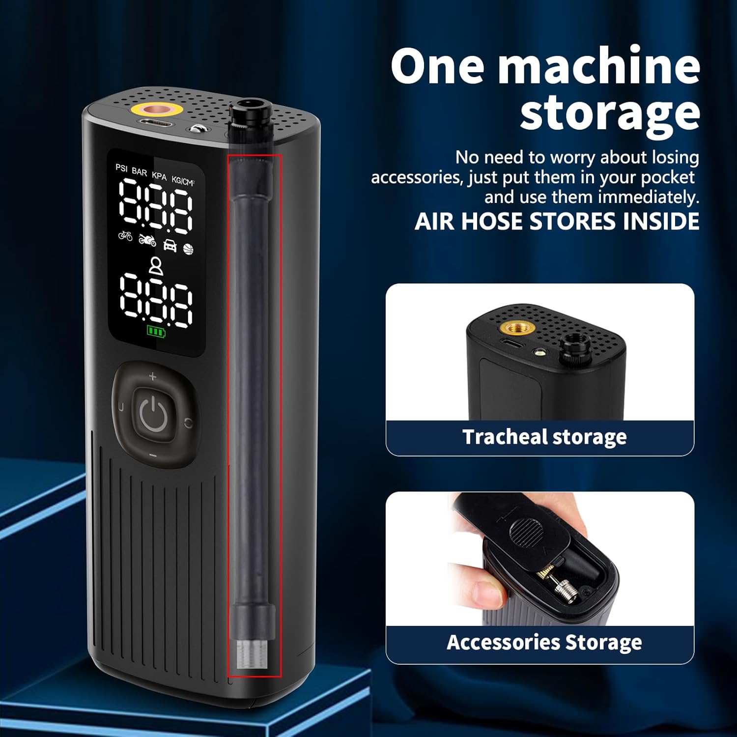 

Portable Tire Inflator, Cordless Air Pump up to 150PSI with LED Digital Gauge for Car, Motorcycle, Bike, Basketball United States