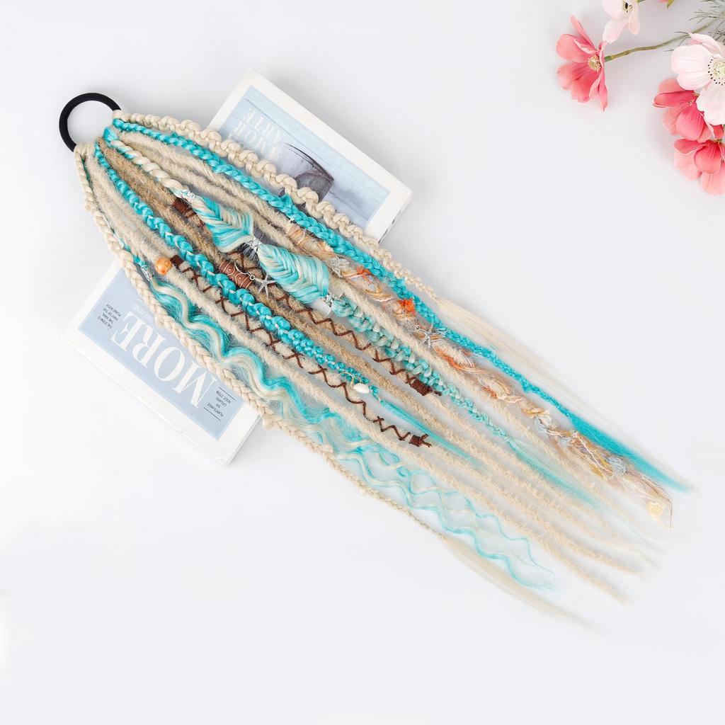 Bohemian Rastazopf-Pferdeschwanz-Haarverlängerungen, Synthetisches Geflochtenes Box Braid Haargummi-Pferdeschwanz für Damen Party Cosplay