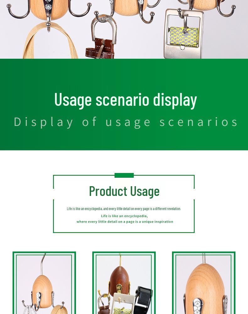 Nordic Solid Wood Multifunctional Hook for Keys, Ties, Bags, Wardrobe, Cabinet, Coat, and Hat Rack