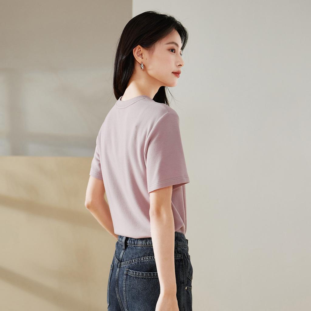Letter printed round neck short sleeved T-shirt for women