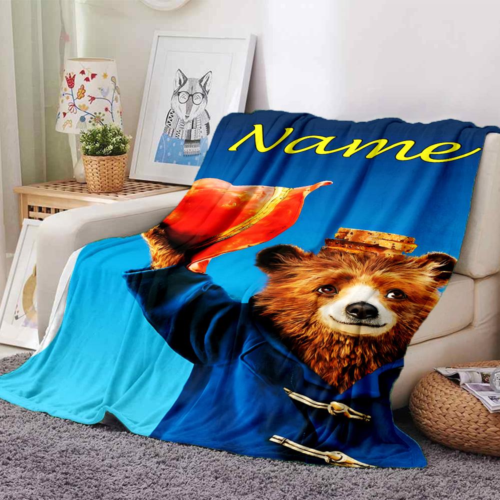 Customiz Name Personality Paddington Bear Blanket Soft &Warm Sofa Office Bed Travel Lunch Break Blanket, Gift Suitable All Seasons