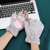 Cartoon Cute Cat Claw Gloves Women Plush Mittens Warm Soft Plush Short Fingerless Fluffy Gloves Winter Half Finger Gloves