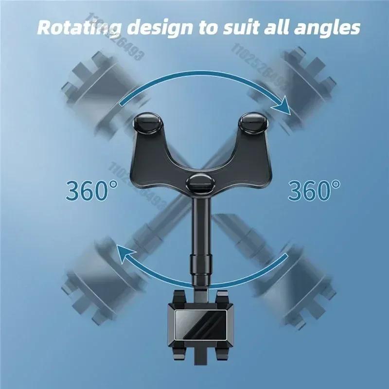 360° Car Rearview Mirror Phone Holder Mount Phone and GPS Holder Universal Rotating Adjustable Telescopic Phone Stand Support