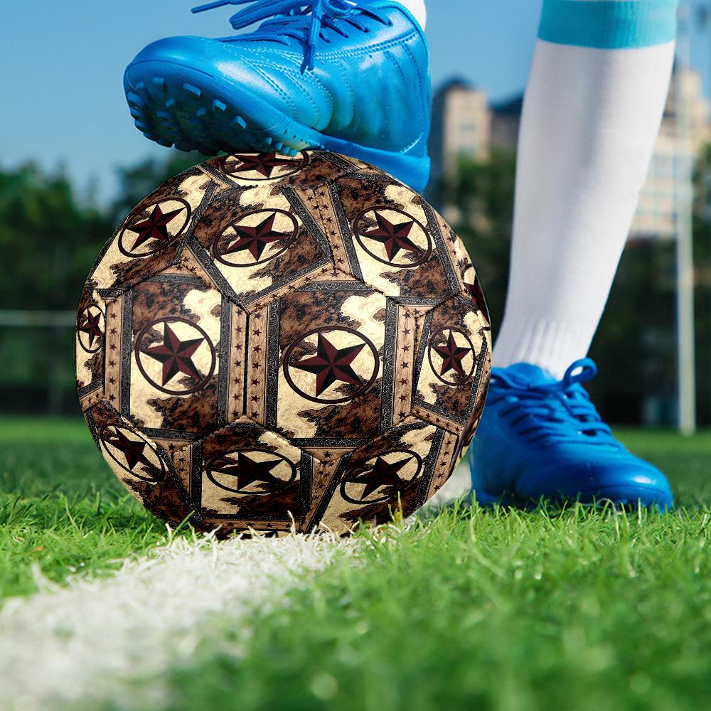 Western Texas Star Indoor Soccer Ball Size 5 Colorful All Ages Machine Stitched PVC Competition Ready Durable High-Bounce