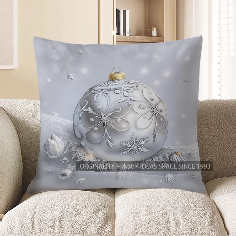 Home Decor Christmas Fireplace Scene Decorative Pillow Cover Pattern Cushion Cover Suitable for Sofa Bedroom Car Pillow Cover