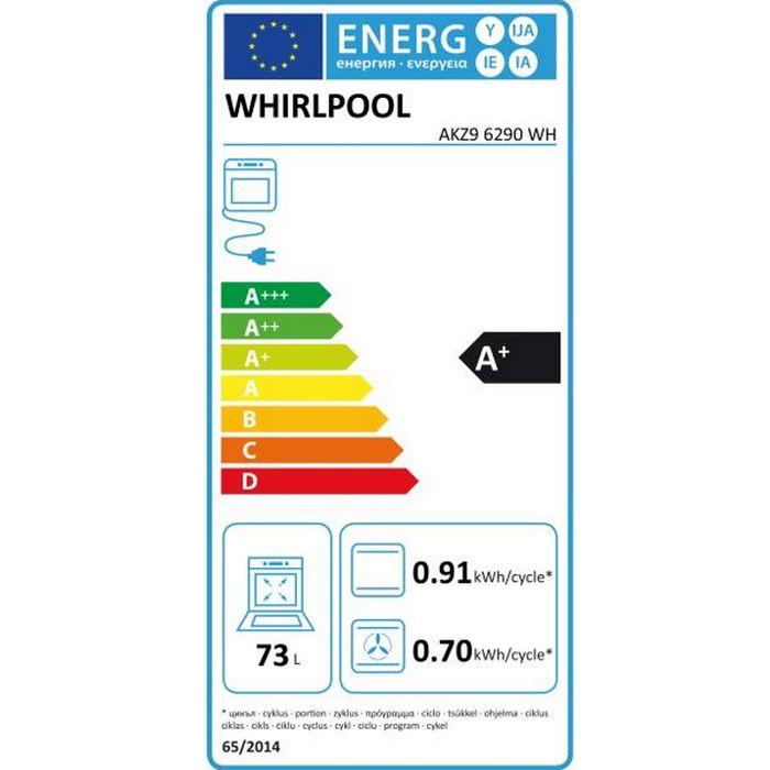 Four encastrable WHIRLPOOL AKZ96290WH - Pyrolyse - Chaleur tournante - 73L - Classe A+ - Blanc pur.