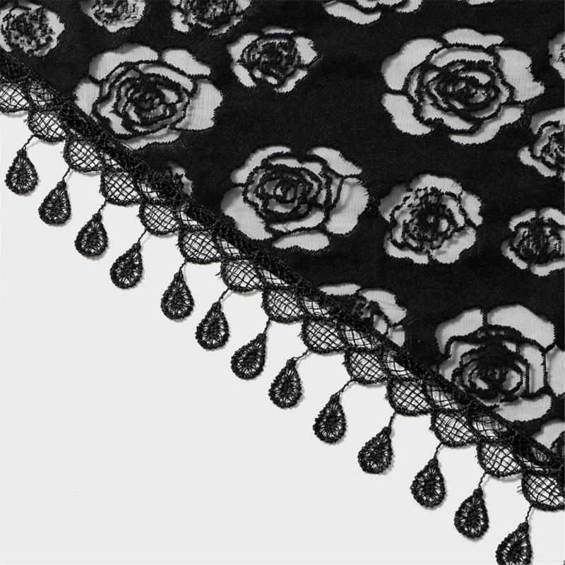 European Style Floral Embroidered Triangular for Bridal Weddings Parties As Head Shawl 130x50cm Polyester Fabric