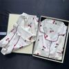 2 Pezzi Stampa Indumenti da Notte Raso di Seta Sintetica Pigiami Moda Casual Pigiama Donna Set Pigiama con Pantaloncini Abiti Pittura a Inchiostro