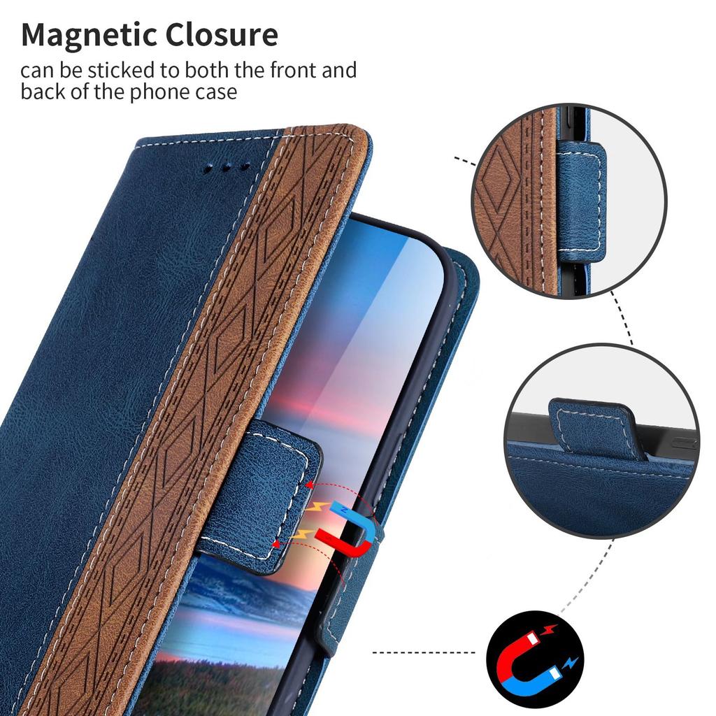 Suitable for Samsung S23 mobile phone leather case A32 business splicing contrasting color flip card wallet protective case A02S