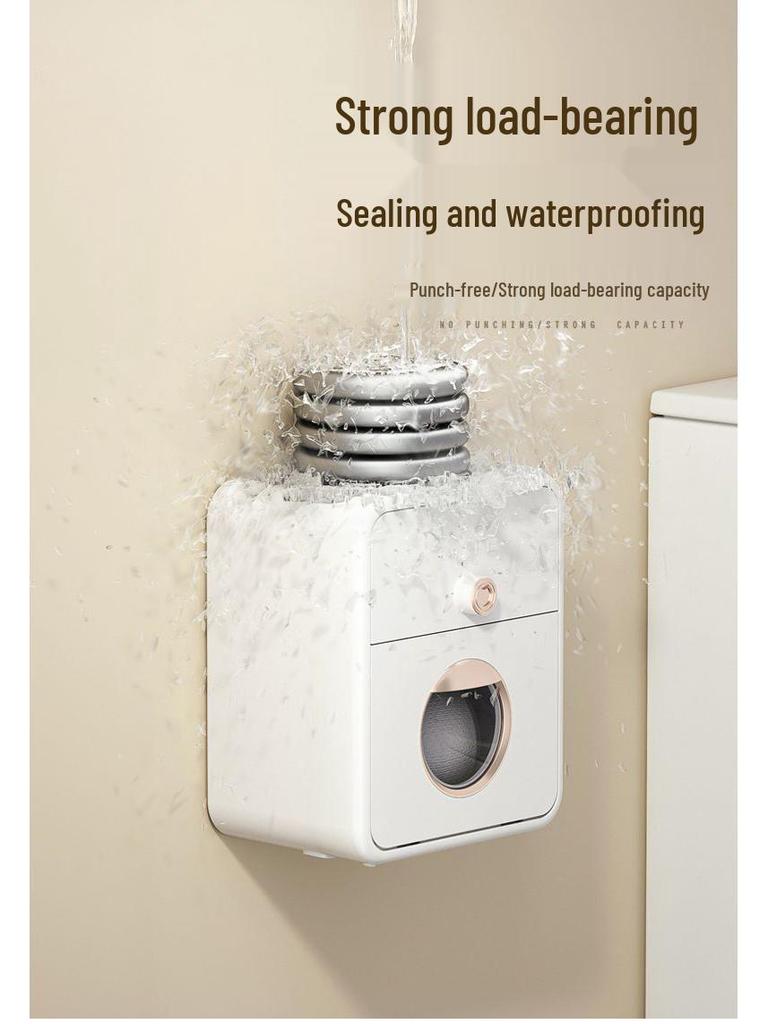 Wall-Mounted Waterproof Bathroom Tissue Box - Punch-Free Toilet Paper Storage Rack