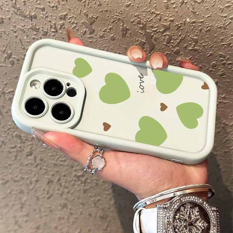 Small blue heart design Phone case iPhone 15 Pro Max 11 12 13 16 14 Plus Silicone Shockproof Case Lens protector shell