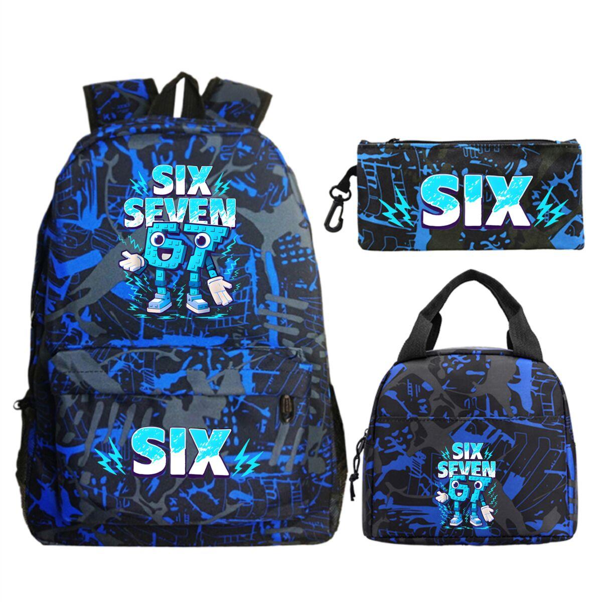 Leuke Zes Zeven Print 3 Stuks/Set Rugzak Tiener Jongen Meisje Terug naar School Schooltas 67 Italiaanse Hersenkronkel Lunchtas Rucksack Etui