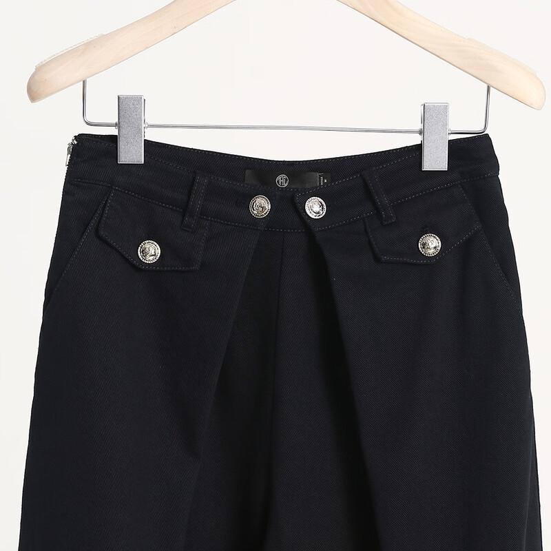 Shetu Damen locker weiter Bein Faltenbund Jeanshose