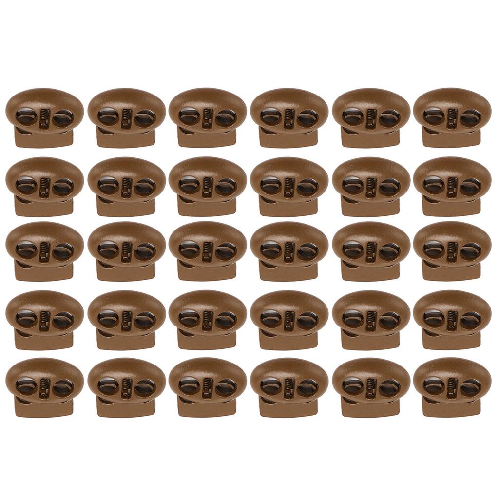 30pcs Spring Cord Lock Multipurpose Double Hole Spring Toggle Stopper for Shoelace Drawstrings Paracord Bags Clothing