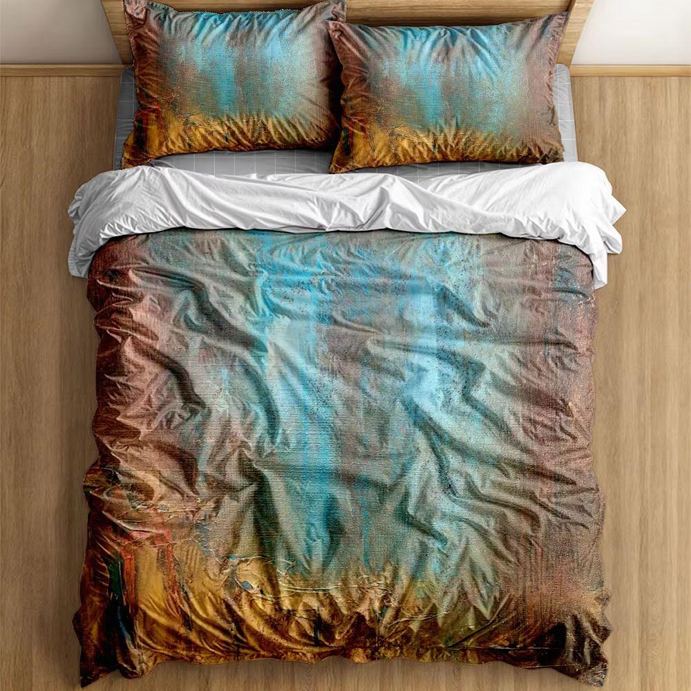 Copper Turquoise Patina Texture Duvet Cover Set King Queen Twin Single Size Duvet Cover Pillow Cases Bed Linen Set