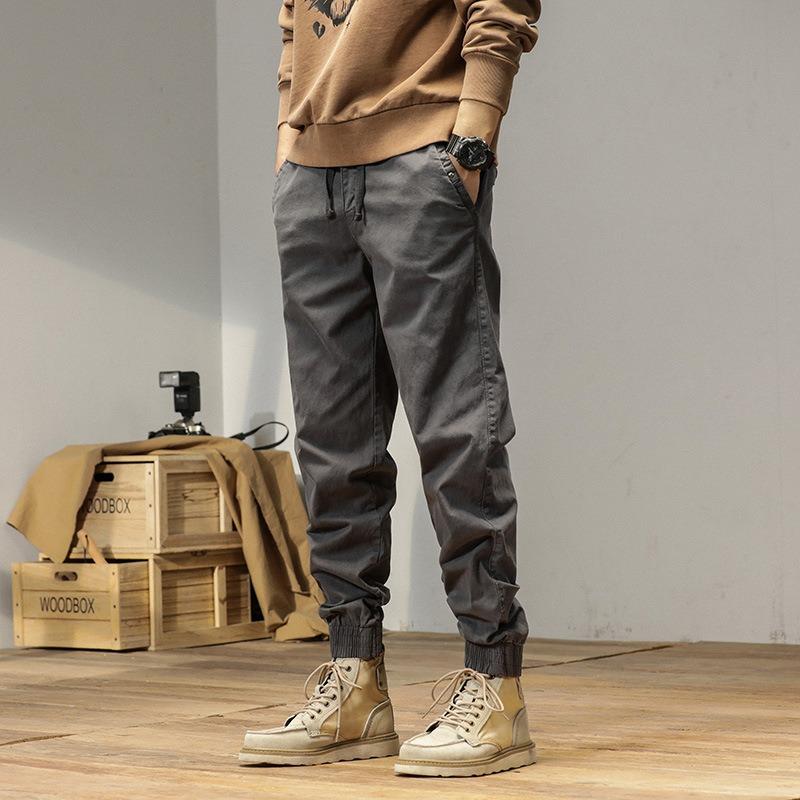 

Retro overalls men s pants high-end men s sports pants straight casual men s pants ruffian handsome outer wear 38 серый