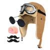 Formemory Halloween Cosplay Pig Pilot Costume Aviator Party Nose Hat Glasses Set Event Warm Anime Funny Winter Use Cold Protection