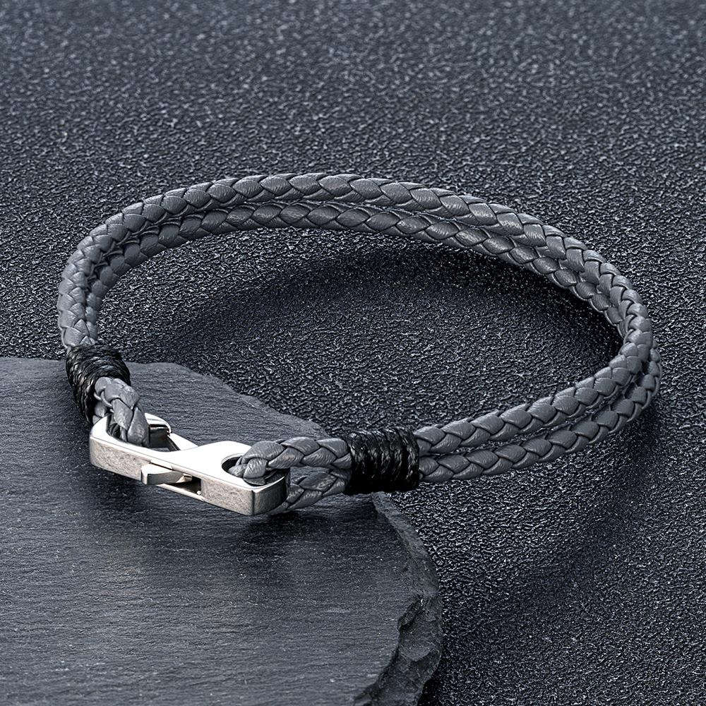 3MM Genuine Leather 316L Square Buckle Bracelet for Men Mature Stable Elegant Design Personalized Perfect Gift for Men