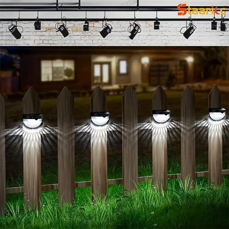 Solar-Powered Half-Circle Fence Lights Outdoor Wall Sconces Ambient Lighting Home Stair Lights Pillar Lights Outdoor Night Lights
