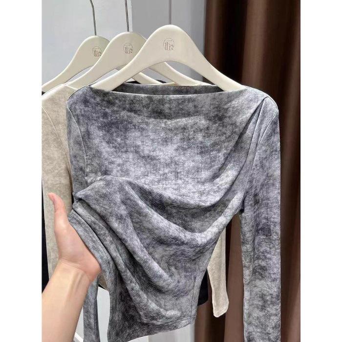 Early Autumn Tie-Dye Long Sleeve T-Shirt: Fashionable Inner Wear Top