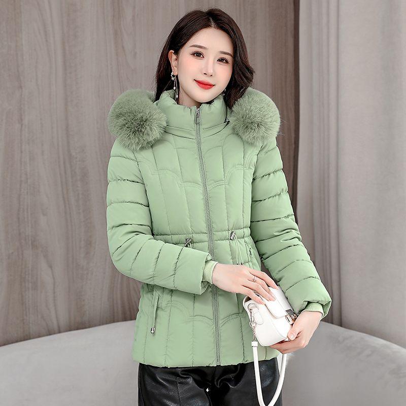 Down Padded Jacket Women's Short Fur Collar Padded Jacket Plus Velvet Thickened Casual Fashion Winter Padded Jacket