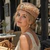 Korean Floral Painter hat French Women Knit Fabric Cap Versatile Hollow Out Beret  Spring