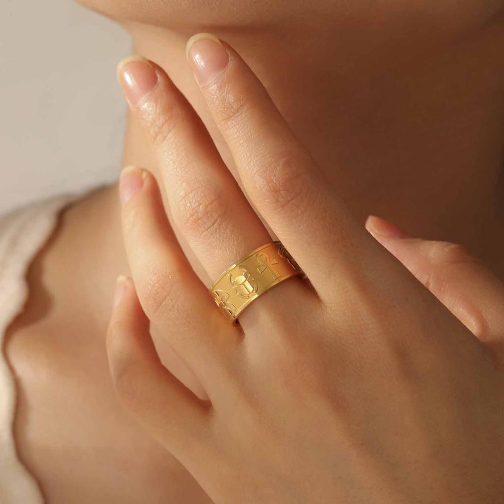 Cazador Vintage Auge des Horus Ankh Kreuz Ring Altes Ägypten Symbol Fingerringe Edelstahl Amulett Schmuck Geschenk für Frauen Männer