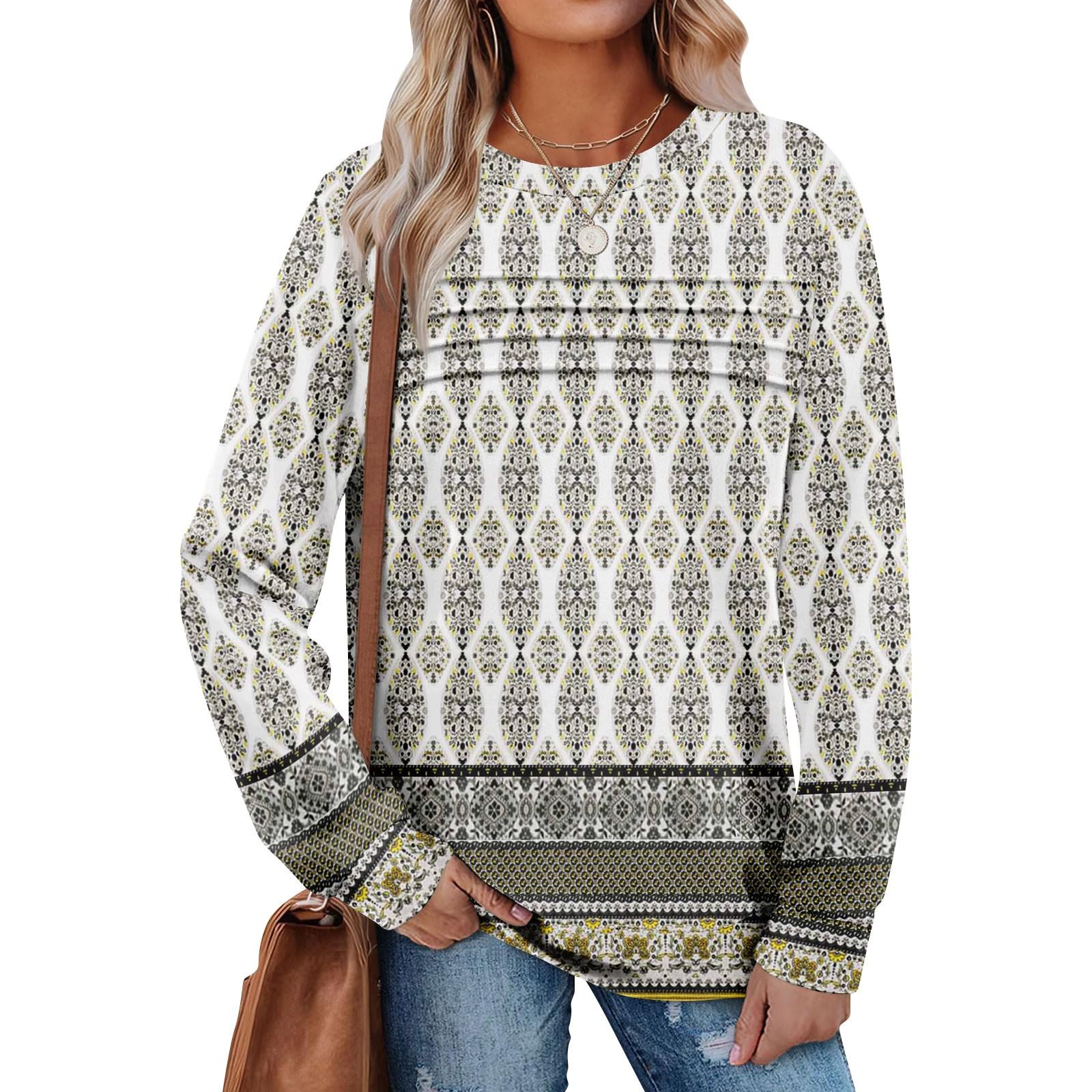 

Женский повседневный свитшот с длинным рукавом и круглым вырезом, приталенный плиссированный топ S