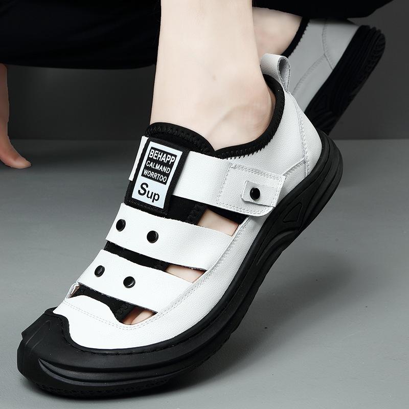 Men's Shoes 2025 Summer New Men's Middle-aged and Elderly Father Leather Sandals Men's Bag Head Casual Leather Shoes Non-slip and Wear-resistant