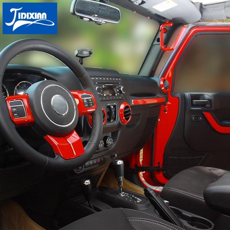 21 PCS Car Steering Wheel Air Conditioning Vent Gear Cup Holder Interior Decoration Accessories for Jeep Wrangler JK 2011-2017