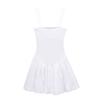 Pleated Patchwork Halter Mini Dress Retro Thin Shoulder Strap Square Collar Dress