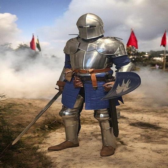 Silver Full Body Barbuta Armor  Masterpiece of Medieval Protection Knight Full Plate Armor for Cosplay  LARP Costume