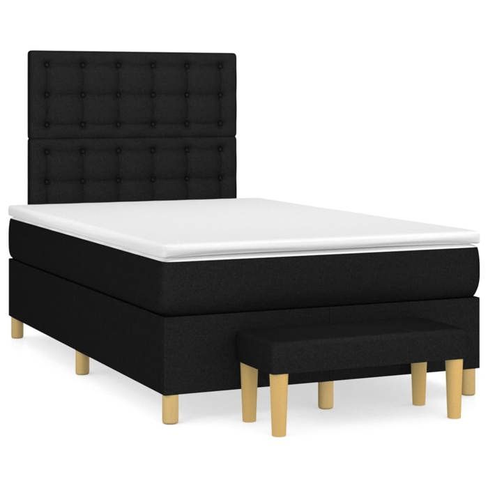 Exclusive House - Bed Slat Base with Mattress Black 120x200 Cm Fabric