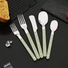 4Pcs Black Silver Acrylic Handle Dinnerware Knife Fork Spoon Set Stainless Steels Cutlery Set Western Home Kitchen Flatware