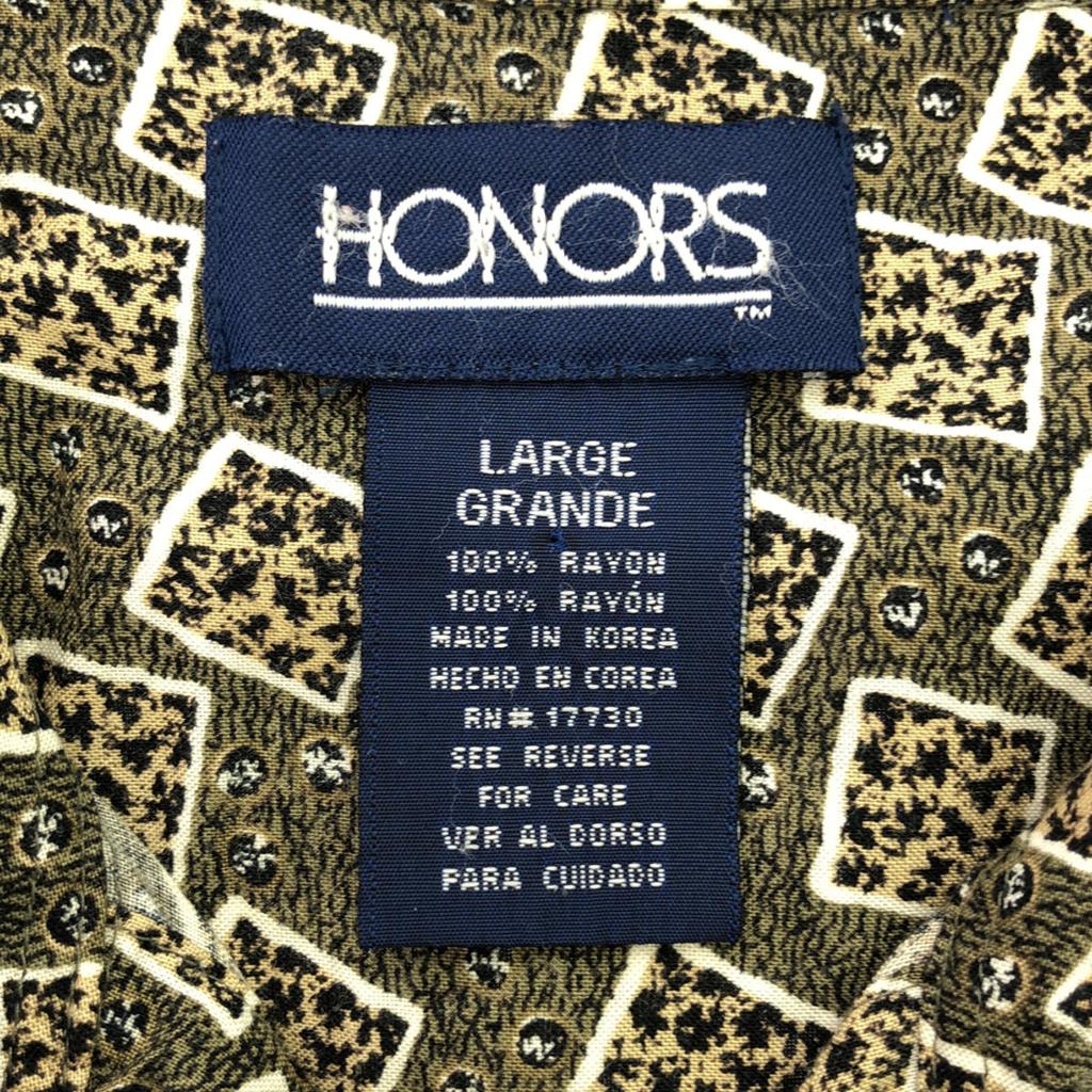 HONORS 90s 00s Old Overall handle Short sleeve Open color shirt L Khaki Men's Used