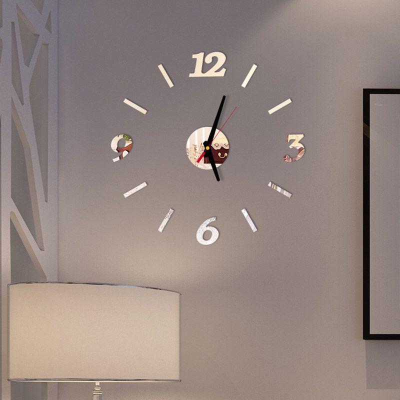 3d Analog Diy Mirror Surface Large Number Wall Clock Sticker Home Decor Office